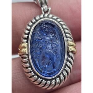 PHILLIP GABRIEL MENEGATTI 18K GOLD STERLING SILVER BLUE WOMAN GLASS PENDANT
